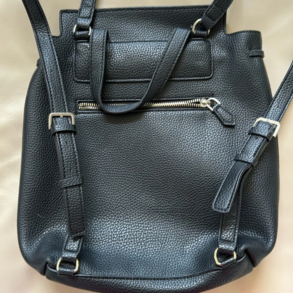 Guess Varsity Black Pebble Grain Adjustable Strap Backpack